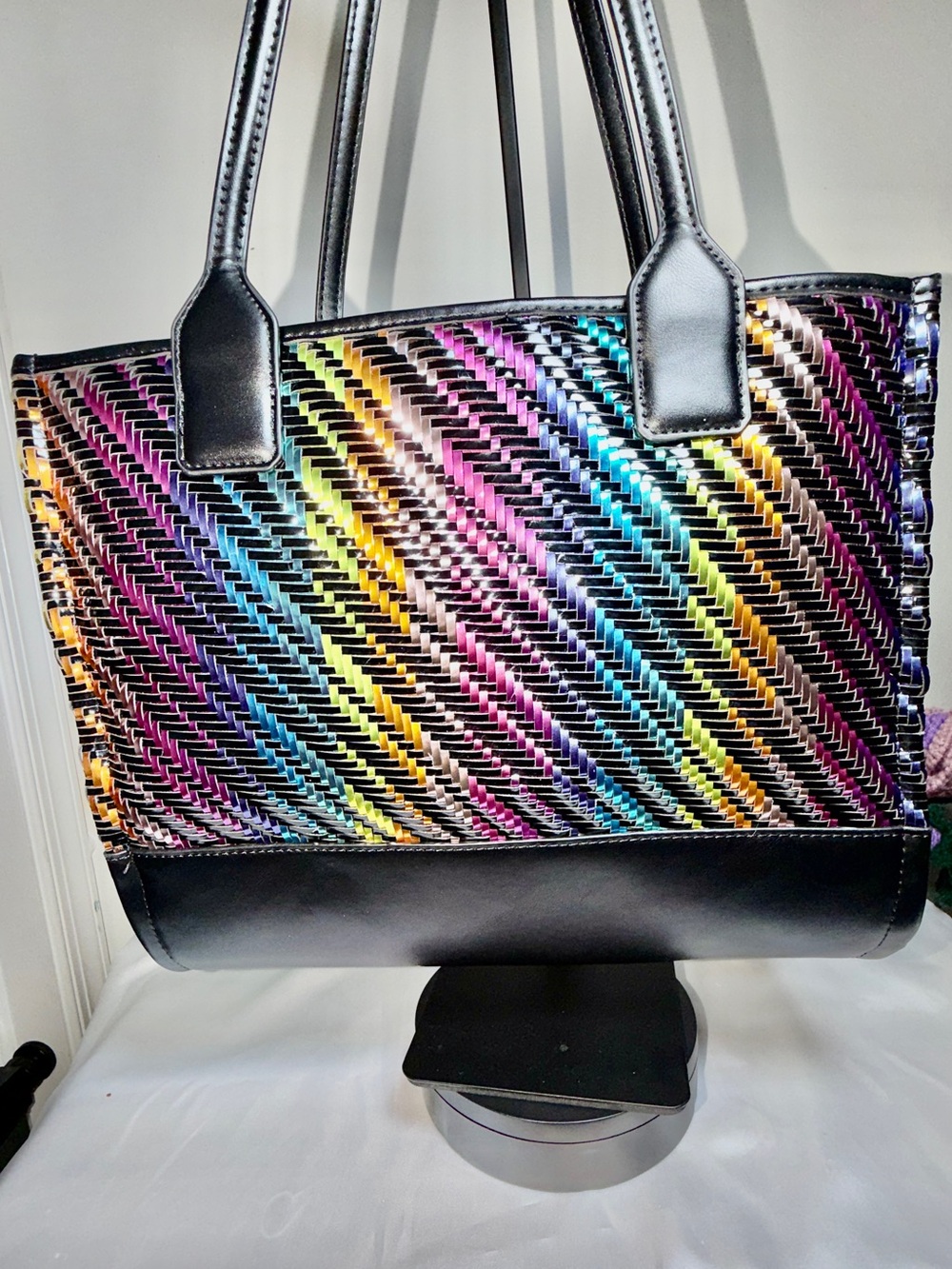 Kurt Geiger Kensington Multicolor Woven Tote like New - Picture 6 of 9